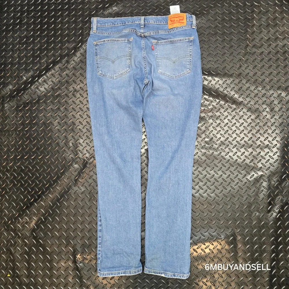 Levis 511 Slim Fit Mens Jeans 36x32 Blue Distressed Ripped‎ Denim 04511-4907